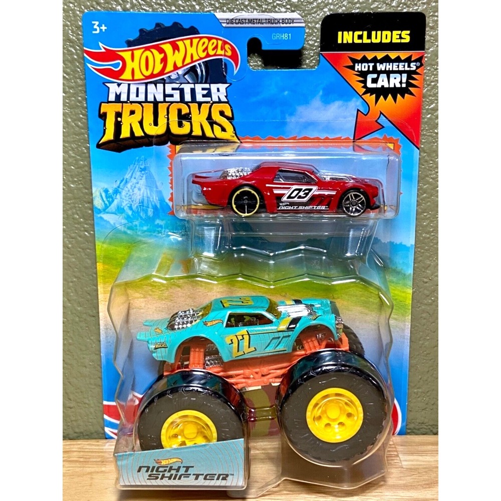 Hot Wheels Night Shifter Monster Trucks + Smashed HW 1:64 Die-cast Car NIP 2022